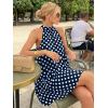 image:imageLILLUSORY Women Summer Mini Dress Halter Short Dresses A Line Polka Dot Petite Sundress Flowy Vacation Party Outfits 2026Navy