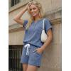 image:imageLILLUSORY Womens 2 Piece Summer Short Sets Lounge Outfits Spring Vacation Cruise Travel Resort Beach Loungewear Cute PajamasBlue