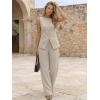 image:imageLILLUSORY Womens 2 Piece Summer Vest Sets Sleeveless Blazer Wide Leg Pants Suits Business Casual Spring OutfitsBeige