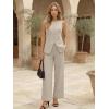 image:imageLILLUSORY Womens 2 Piece Summer Vest Sets Sleeveless Blazer Wide Leg Pants Suits Business Casual Spring OutfitsBeige