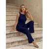 image:imageLILLUSORY Womens 2 Piece Summer Vest Sets Sleeveless Blazer Wide Leg Pants Suits Business Casual Spring OutfitsNavy Blue