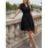 image:imageLILLUSORY Womens 2026 Summer Dress Mini V Neck A Line Hollow Out Lace Spring Cute Casual Beach Vacation Outfits Party DressesBlack