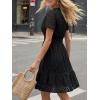 image:imageLILLUSORY Womens 2026 Summer Dress Mini V Neck A Line Hollow Out Lace Spring Cute Casual Beach Vacation Outfits Party DressesBlack