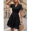 image:imageLILLUSORY Womens 2026 Summer Dress Mini V Neck A Line Hollow Out Lace Spring Cute Casual Beach Vacation Outfits Party DressesBlack