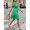 image:imageLILLUSORY Womens 2026 Summer Dress Mini V Neck A Line Hollow Out Lace Spring Cute Casual Beach Vacation Outfits Party DressesGreen