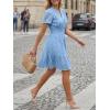 image:imageLILLUSORY Womens 2026 Summer Dress Mini V Neck A Line Hollow Out Lace Spring Cute Casual Beach Vacation Outfits Party DressesLight Blue