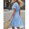 image:imageLILLUSORY Womens 2026 Summer Dress Mini V Neck A Line Hollow Out Lace Spring Cute Casual Beach Vacation Outfits Party DressesLight Blue