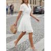 image:imageLILLUSORY Womens 2026 Summer Dress Mini V Neck A Line Hollow Out Lace Spring Cute Casual Beach Vacation Outfits Party DressesWhite