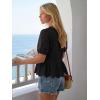 image:imageLILLUSORY Womens Spring Embroidered Short Puff Sleeve Peplum Tops Summer Babydoll Tie Front Eyelet Cute Blouses Beach 2026Black
