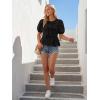 image:imageLILLUSORY Womens Spring Embroidered Short Puff Sleeve Peplum Tops Summer Babydoll Tie Front Eyelet Cute Blouses Beach 2026Black
