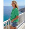 image:imageLILLUSORY Womens Spring Embroidered Short Puff Sleeve Peplum Tops Summer Babydoll Tie Front Eyelet Cute Blouses Beach 2026Green