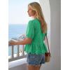 image:imageLILLUSORY Womens Spring Embroidered Short Puff Sleeve Peplum Tops Summer Babydoll Tie Front Eyelet Cute Blouses Beach 2026Green