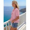 image:imageLILLUSORY Womens Spring Embroidered Short Puff Sleeve Peplum Tops Summer Babydoll Tie Front Eyelet Cute Blouses Beach 2026Pink