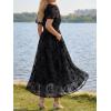 image:imageLILLUSORY Womens Summer Floral Maxi Dress Boho Short Sleeve V Neck Ruffle Wedding Guest Long Dresses with PocketsBlack