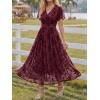 image:imageLILLUSORY Womens Summer Floral Maxi Dress Boho Short Sleeve V Neck Ruffle Wedding Guest Long Dresses with PocketsBurgundy