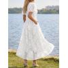 image:imageLILLUSORY Womens Summer Floral Maxi Dress Boho Short Sleeve V Neck Ruffle Wedding Guest Long Dresses with PocketsWhite