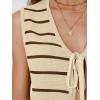 image:imageLILLUSORY Womens Summer Tops Beach Vacation Spring Outfits Cute Y2K Trendy Sweater Vest 2026 Tank Tie Front Crochet ClothesApricot Coffee