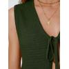 image:imageLILLUSORY Womens Summer Tops Beach Vacation Spring Outfits Cute Y2K Trendy Sweater Vest 2026 Tank Tie Front Crochet ClothesArmy Green