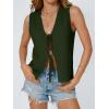 image:imageLILLUSORY Womens Summer Tops Beach Vacation Spring Outfits Cute Y2K Trendy Sweater Vest 2026 Tank Tie Front Crochet ClothesArmy Green