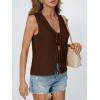 image:imageLILLUSORY Womens Summer Tops Beach Vacation Spring Outfits Cute Y2K Trendy Sweater Vest 2026 Tank Tie Front Crochet ClothesChocolate