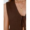 image:imageLILLUSORY Womens Summer Tops Beach Vacation Spring Outfits Cute Y2K Trendy Sweater Vest 2026 Tank Tie Front Crochet ClothesChocolate