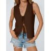 image:imageLILLUSORY Womens Summer Tops Beach Vacation Spring Outfits Cute Y2K Trendy Sweater Vest 2026 Tank Tie Front Crochet ClothesChocolate