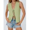 image:imageLILLUSORY Womens Summer Tops Beach Vacation Spring Outfits Cute Y2K Trendy Sweater Vest 2026 Tank Tie Front Crochet ClothesLight Green