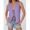 image:imageLILLUSORY Womens Summer Tops Beach Vacation Spring Outfits Cute Y2K Trendy Sweater Vest 2026 Tank Tie Front Crochet ClothesLight Purple
