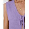 image:imageLILLUSORY Womens Summer Tops Beach Vacation Spring Outfits Cute Y2K Trendy Sweater Vest 2026 Tank Tie Front Crochet ClothesLight Purple
