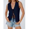 image:imageLILLUSORY Womens Summer Tops Beach Vacation Spring Outfits Cute Y2K Trendy Sweater Vest 2026 Tank Tie Front Crochet ClothesNavy Blue