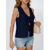 image:imageLILLUSORY Womens Summer Tops Beach Vacation Spring Outfits Cute Y2K Trendy Sweater Vest 2026 Tank Tie Front Crochet ClothesNavy Blue