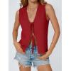 image:imageLILLUSORY Womens Summer Tops Beach Vacation Spring Outfits Cute Y2K Trendy Sweater Vest 2026 Tank Tie Front Crochet ClothesRed