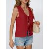 image:imageLILLUSORY Womens Summer Tops Beach Vacation Spring Outfits Cute Y2K Trendy Sweater Vest 2026 Tank Tie Front Crochet ClothesRed