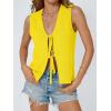 image:imageLILLUSORY Womens Summer Tops Beach Vacation Spring Outfits Cute Y2K Trendy Sweater Vest 2026 Tank Tie Front Crochet ClothesYellow