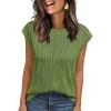 image:imageLILLUSORY Dressy Casual Blouses for Women 2026 Summer Tops Trendy Cap Short Sleeve T Shirts Cute Work ClothesArmygreen