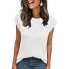 image:imageLILLUSORY Dressy Casual Blouses for Women 2026 Summer Tops Trendy Cap Short Sleeve T Shirts Cute Work ClothesWhite