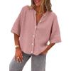 image:imageLILLUSORY Short Sleeve Cardigan Sweaters for Women 2026 Summer Cropped Button Up Sweater Tops Casual Shirt Y2K OutfitsPink