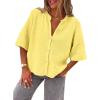 image:imageLILLUSORY Short Sleeve Cardigan Sweaters for Women 2026 Summer Cropped Button Up Sweater Tops Casual Shirt Y2K OutfitsYellow