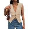 image:imageLILLUSORY Sweater Vest Tops for Women 2026 Spring Summer Business Casual Outfits Sleeveless Cardigan Sweaters FashionApricot