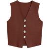 image:imageLILLUSORY Sweater Vest Women Dressy Button Up Sweater Tank Tops 2026 Knit Work Business Casual OutfitsRust