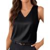 image:imageLILLUSORY Women Silk Satin Tank Top V Neck Summer Blouse Sleeveless Shirt Business Casual Dressy Outfit Vacation Clothes 2026Black