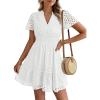 image:imageLILLUSORY Womens 2026 Summer Dress Mini V Neck A Line Hollow Out Lace Spring Cute Casual Beach Vacation Outfits Party DressesWhite