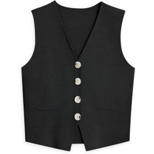 image:imageLILLUSORY Sweater Vest Women Dressy Button Up Sweater Tank Tops 2026 Knit Work Business Casual OutfitsBlack