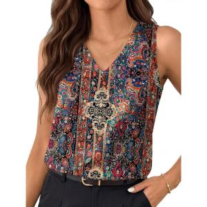image:imageLILLUSORY Women Silk Satin Tank Top V Neck Summer Blouse Sleeveless Shirt Business Casual Dressy Outfit Vacation Clothes 2026Bohob