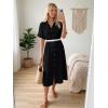 image:imageLILLUSORY Summer Long Shirt Dresses for Women 2026 Beach Vacation Outfits Casual Button Down Short Sleeve Swimsuit CoverupBlack