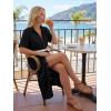 image:imageLILLUSORY Summer Long Shirt Dresses for Women 2026 Beach Vacation Outfits Casual Button Down Short Sleeve Swimsuit CoverupBlack