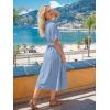 image:imageLILLUSORY Summer Long Shirt Dresses for Women 2026 Beach Vacation Outfits Casual Button Down Short Sleeve Swimsuit CoverupBlue