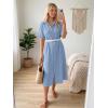 image:imageLILLUSORY Summer Long Shirt Dresses for Women 2026 Beach Vacation Outfits Casual Button Down Short Sleeve Swimsuit CoverupBlue