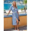 image:imageLILLUSORY Summer Long Shirt Dresses for Women 2026 Beach Vacation Outfits Casual Button Down Short Sleeve Swimsuit CoverupBlue