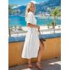 image:imageLILLUSORY Summer Long Shirt Dresses for Women 2026 Beach Vacation Outfits Casual Button Down Short Sleeve Swimsuit CoverupWhite